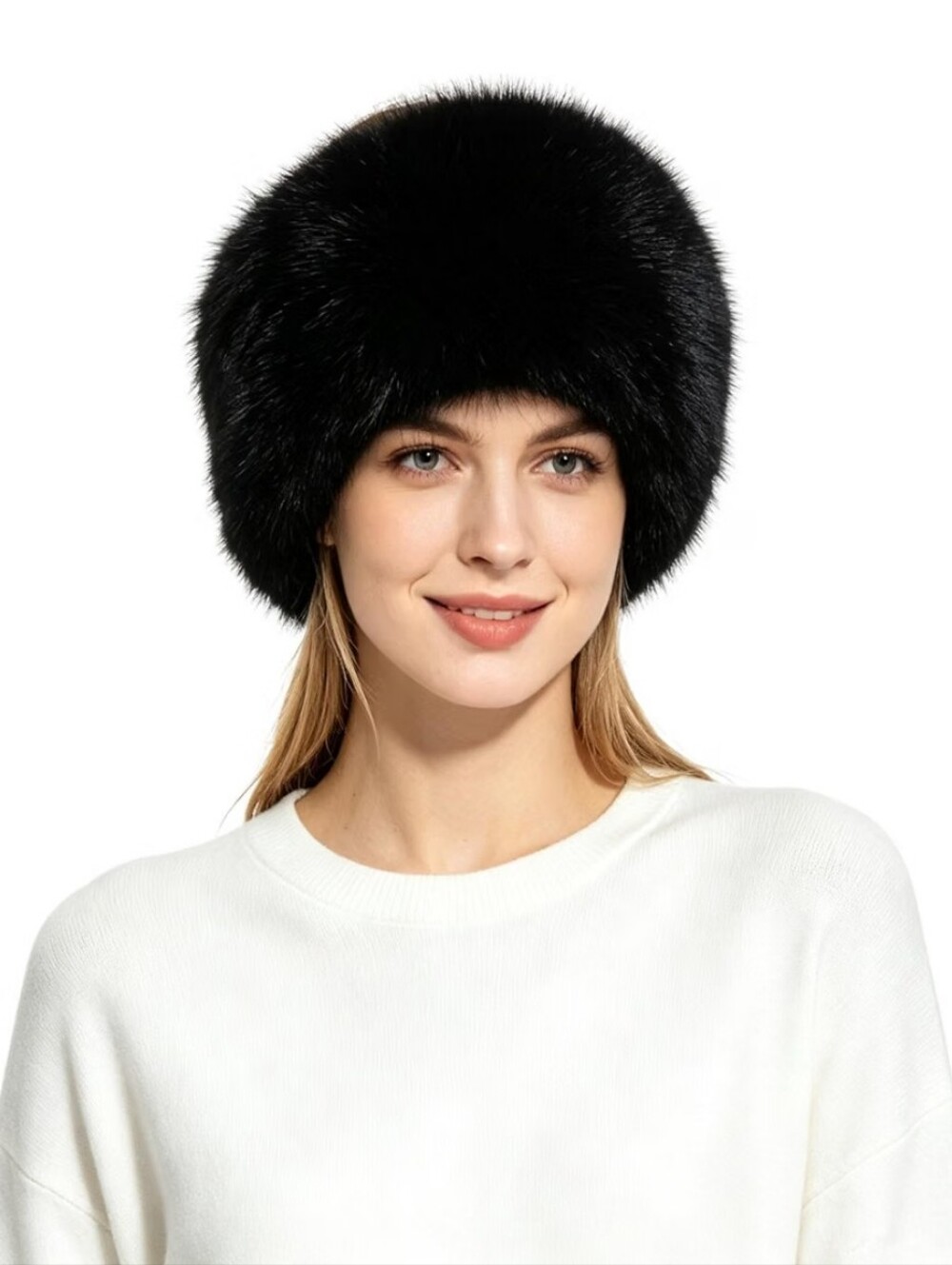 Black Faux Fur Russian Hat - Women Accessories